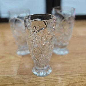 Set of 3 Vintage Czech Lead Crystal Pinwheel Starburst Pattern